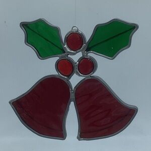 Stained Glass Holy Berry and Bells Ornament